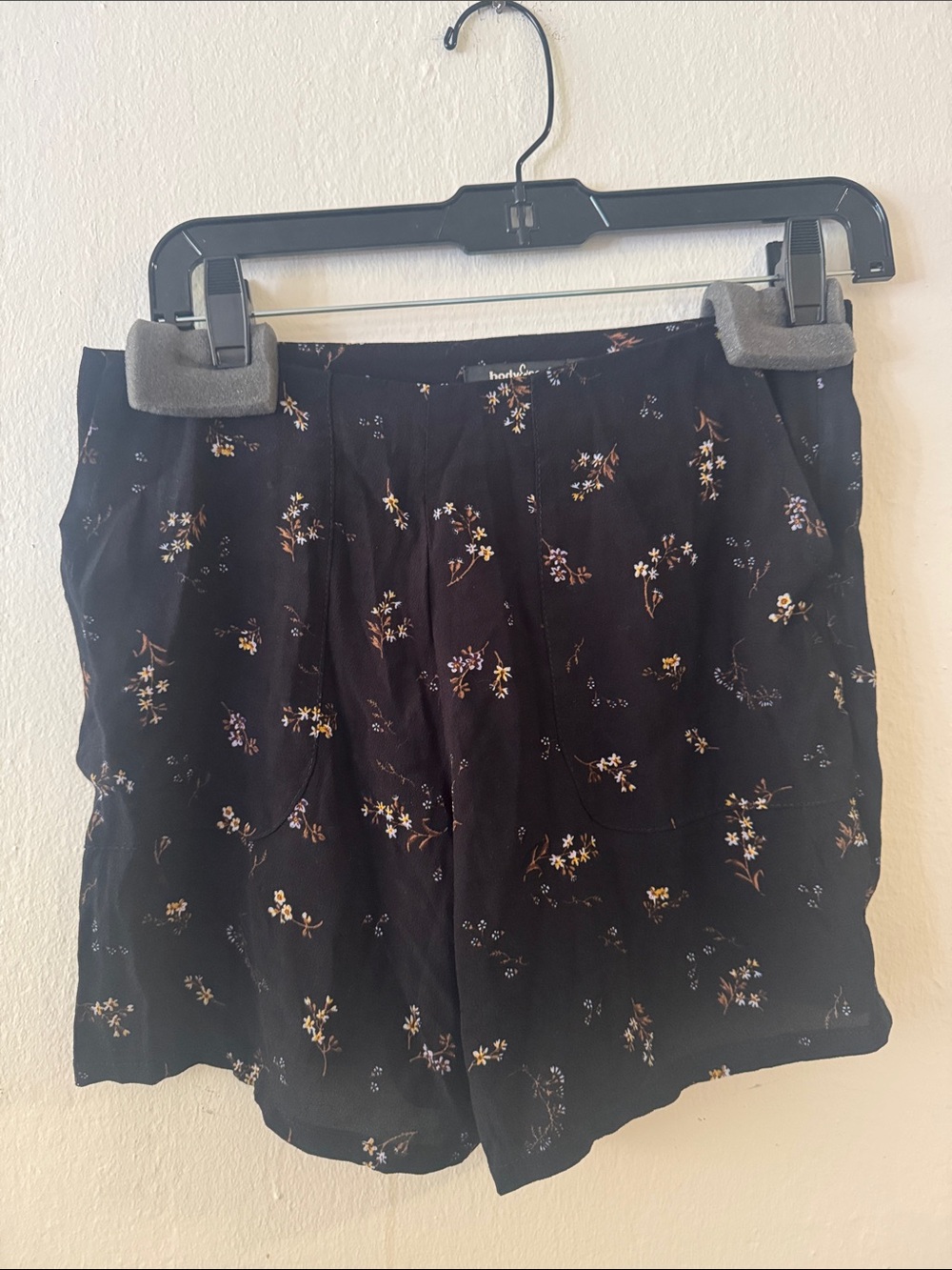 Black Floral High Waist Mini Women's Shorts